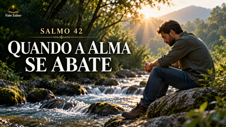 Pessoa contemplativa junto a um riacho representando a sede de Deus no Salmo 42
