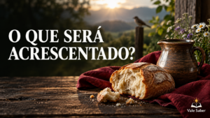 Pão, tecido e flores representando as necessidades mencionadas em Mateus 6:33