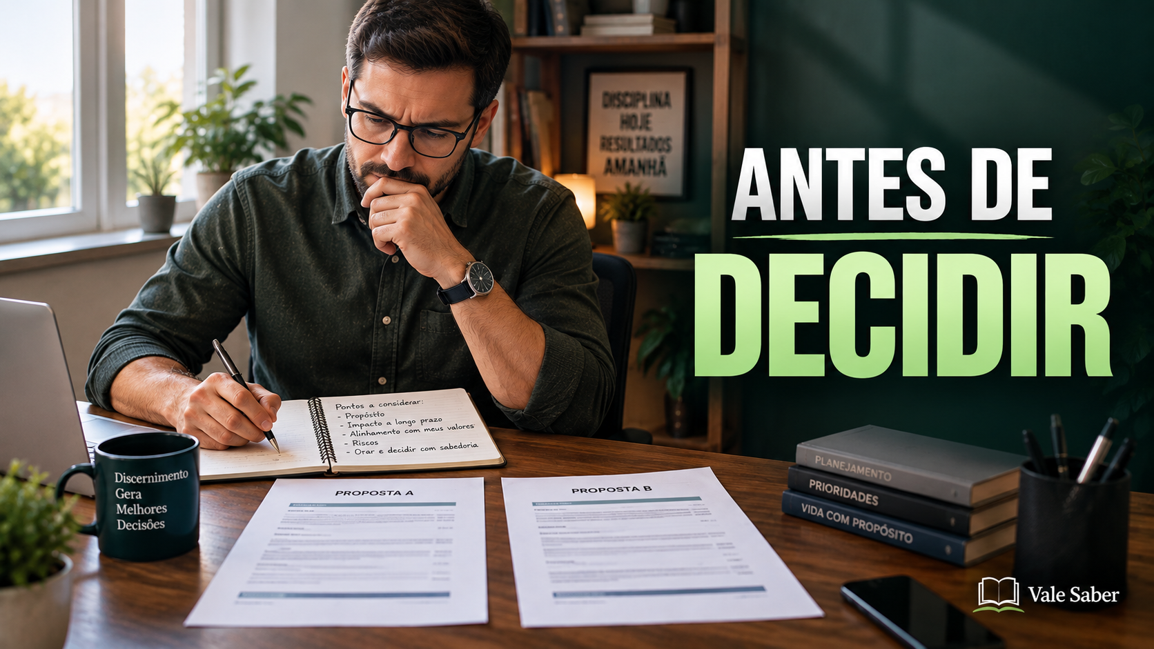 pessoa analisando opções antes de fazer uma oração para tomar uma decisão difícil