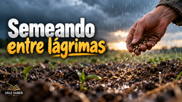 Mãos semeando na terra úmida para representar a esperança do Salmo 126